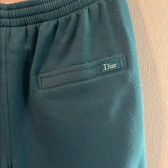 DIOR SWEATPANTS ELASTIC CUFF BOTTOMS GREEN SIZE XL